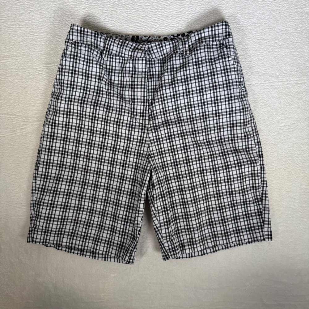 Allyson Whitmore Golf Womens Black White Plaid Bermuda Shorts Size 8 Stretch